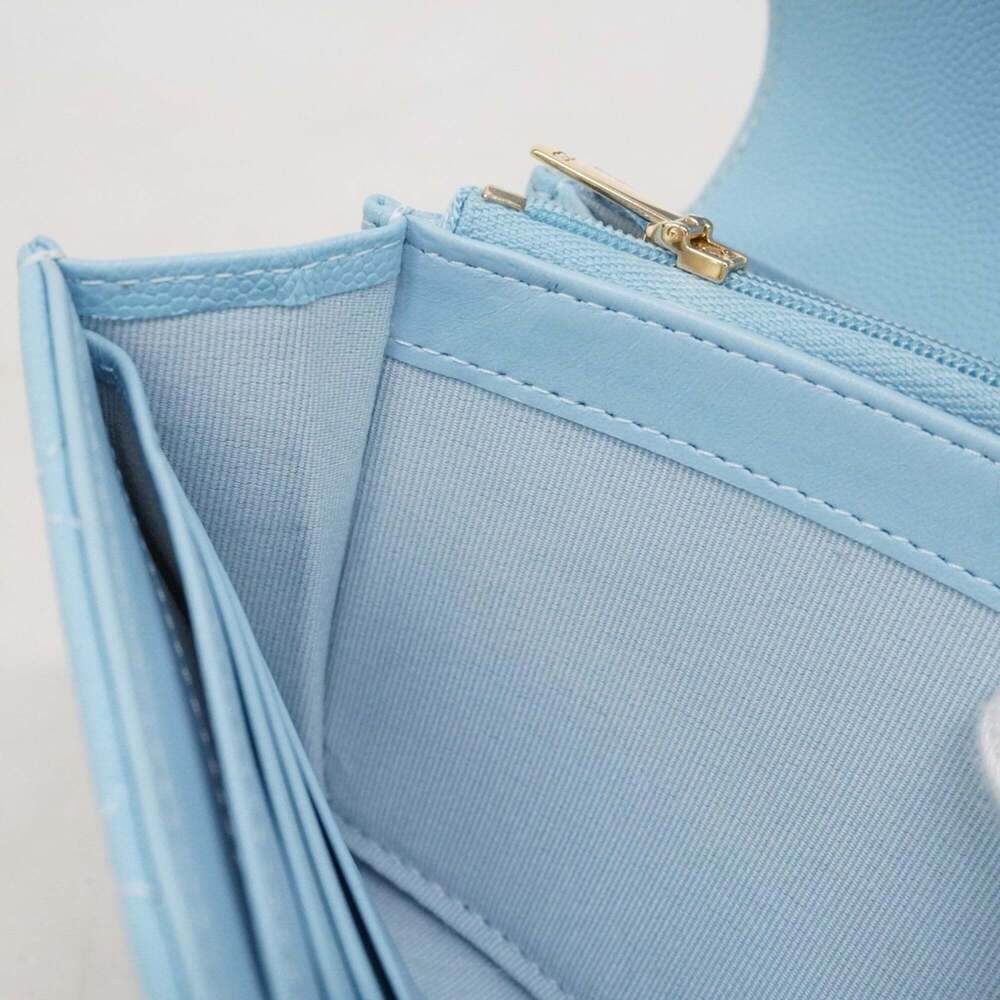 CHANEL Authentic Blue Caviar Leather Wallet - Picture 10 of 14